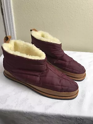 Vintage Sundowners House Shoes  Slippers Booties  Burgundy Sz 11-12 Made In USA • $25