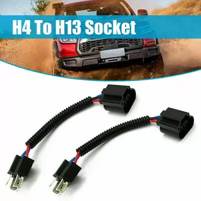 2x H4 9003 To H13 9008 Headlight Conversion Cable Wiring Harness Socket Adapter • $8.79