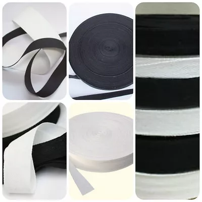 Black & White 100 % Cotton Bunting Tape All Widths  X 5 & 10 Metre Lengths • £4.49