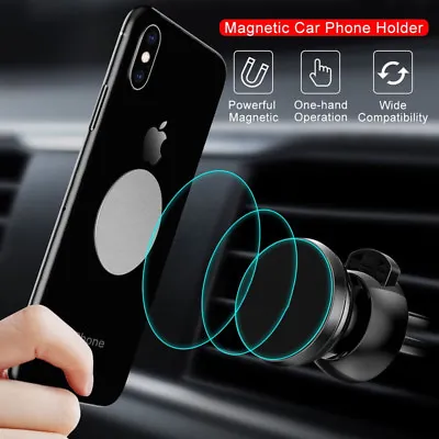 Magnetic In Car Air Vent Phone Mount Holder Metal Plate Dashboard GPS Stand Lot • £4.94