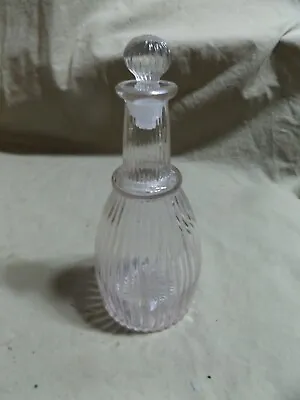 $10.50 • Buy Antique 6.5  Ribbed Blown Into A Mold Glass Fragrance Bottle Air Bubbles Stopper