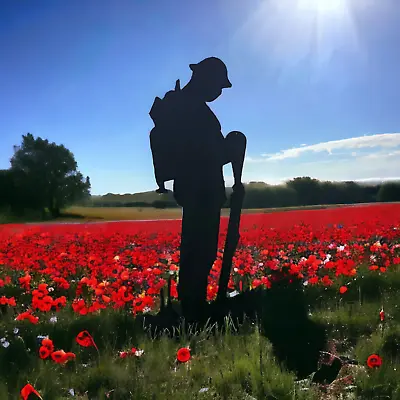 Lest We Forget Soldier  Unique Gift Or Present  Large Rusty Metal Art - Black • £84.99