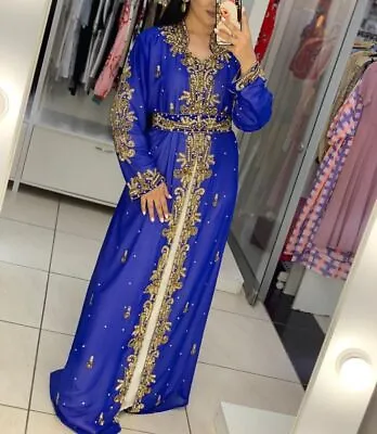 SALE New Moroccan Dubai Kaftans Farasha Abaya Dress Very Fancy Long Gown • $68.99