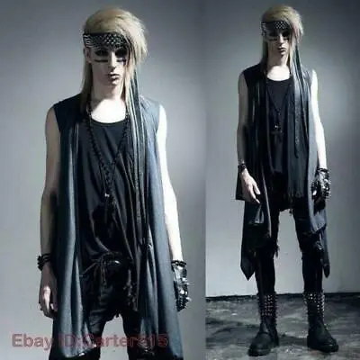 Punk Gothic Men Rave Visual Kei Vest Rock Fashion Clothing Jacket Summer • $41.53