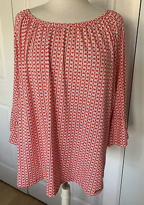 NWT MICHAEL Michael Kors Women's Orange/White Print Tunic Top Size 2X • $32