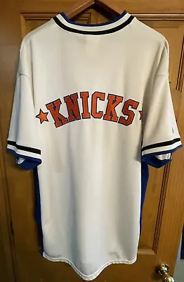 Vintage New York Knicks NBA Shooting Shirt Home Jersey Majestic Hardwood LARGE • $50