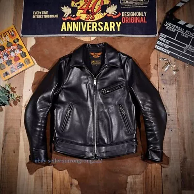 Vintage Mulholland Leather Jacket Uncoated Batik Cowhide Biker Jacket Slim • $237
