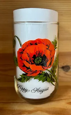 $5.99 • Buy Vintage Brockway Flower Of The Month 12 Oz Drinking Glass - August Poppy