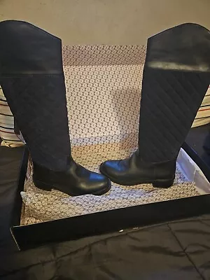 Victorias Secret Navy Blue Quilted Boots BLACKSize 6B Woman • $65.99