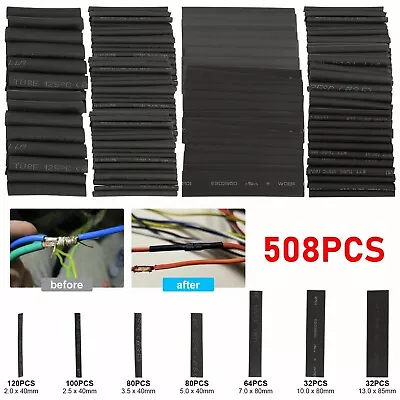 508pc Heat Shrink Wire Wrap Assortment Tubing Electrical Connection Cable Sleeve • $10.98