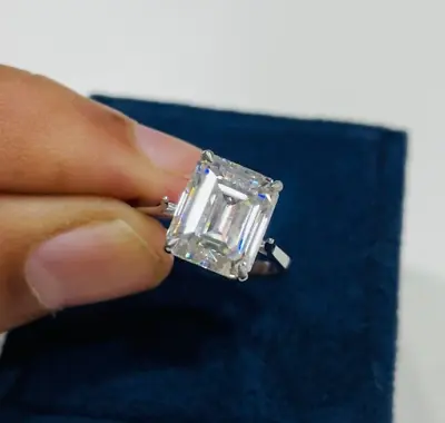 5.00 Ct Emerald Cut Real Treated Diamond Solitaire In 925 Silver Engagement Ring • $129