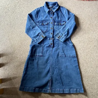 £14.99 • Buy Sosandar Womens Blue Popper Front 3/4 Sleeve Stretchy Denim Shirt Dress. Uk 14