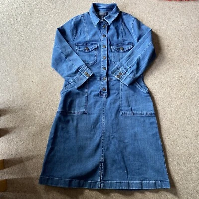 £14.99 • Buy Sosandar Womens Blue Popper Front 3/4 Sleeve Stretchy Denim Shirt Dress. Uk 14