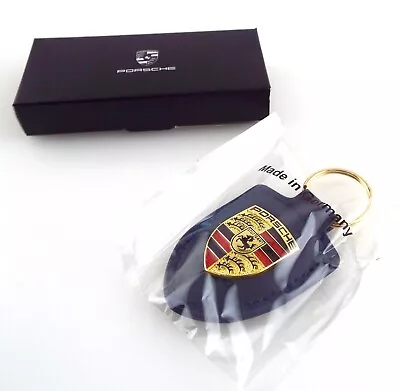 Porsche - Genuine NAVY BLUE Leather Keychain Car Key Chain Ring - NEW • $13.99