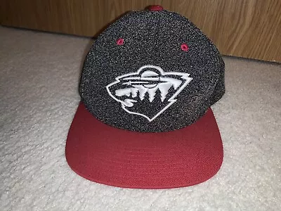 Minnesota Wild Hat Cap Snap Back Mens Gray Red White Logo NHL Mitchell And Ness • $16.99