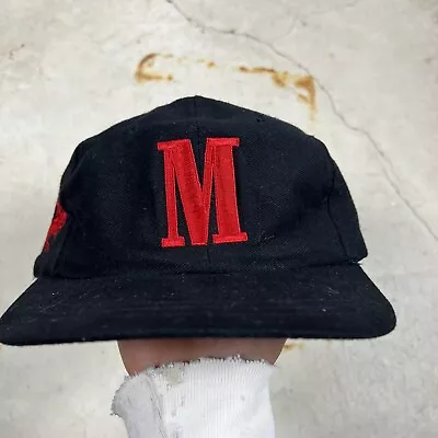 Vintage Marlboro Logo 6 Panel Strapback Hat Black • $14