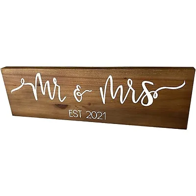 Mr & Mrs 2021 Large Wedding Hanging Sign Present Gift Decoration - Brown • $10.95