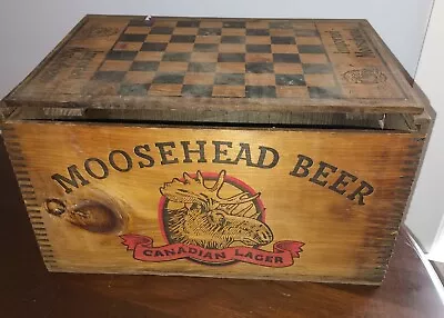 Canadian Lager Moosehead Beer Vintage Wooden Crate & Checkers Lid • $89