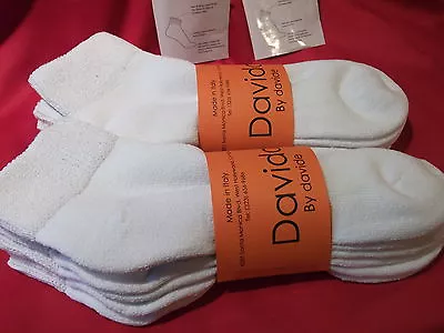 Mens Socks Diabetic Ankle/ Quarter 100% Cotton Made In Italy 6 Pairs White 10-13 • $19.50