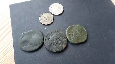 3 Roman Un Researched Bronze Roman Coins AS DUG- Metal Detecting Finds • £12.99