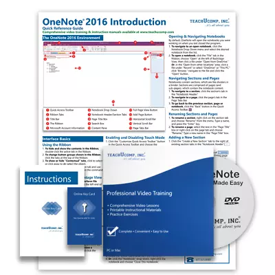 MICROSOFT ONENOTE 2016 DELUXE Training Tutorial Course And Quick Reference Guide • $40