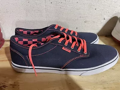 Size 8.5 - VANS Atwood Navy Pink Womens Casual Skate Worn Once • $21.99