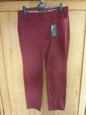 Olsen Burgundy Wine Coloured Trousers Lisa Jeans Size 18 Bnwt Inside Leg 31  • £49.99