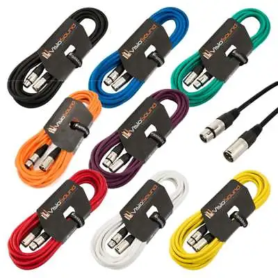 Male To Female XLR Mic Lead / Balanced Microphone / Mic Patch Cable / 8 Colours • £8.99