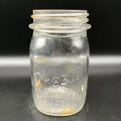 VINTAGE PRESTO SUPREME MASON PINT CLEAR GLASS CANNING PRESERVE Duraglass Jar D75 • $24.99