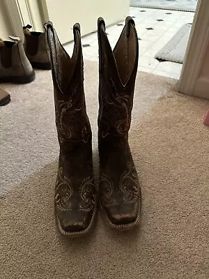 Corral R1974 Women's 9 M Tan & Ivory Leather Snip Toe Western Cowboy Ride Boots • $75