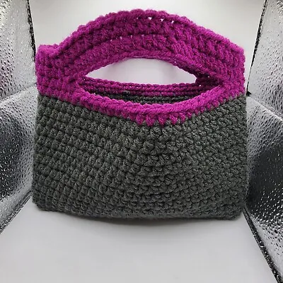 Women's Crochet Fashion Handbag Mini Size Pink Gray Purse Travel Tote Shop Bag • $10.79