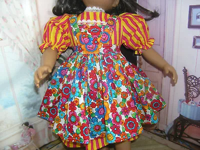 Striped Dress Floral Print Apron 2 Piece Dress 23  Doll Clothes Fit My Twinn • $21.95