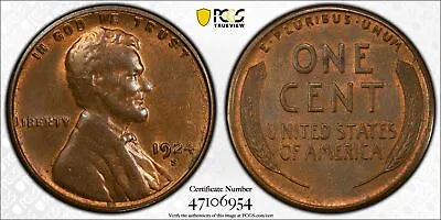 1924-s Lincoln Wheat Cent Pcgs Ms63 Bn • $450