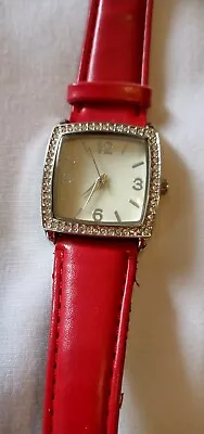 Merona Watch Crystals 12-Hour Dial Red Straps Women's 8  Free Shipping • $39