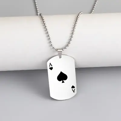 Vintage Playing Card Ace Of Spades Stainless Steel Viking Pendant Necklace Gift • $13.98