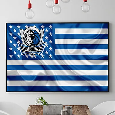 Dallas Mavericks Design NBA Basketball Flag Decor Wall Art Poster/Canvas • £19.24