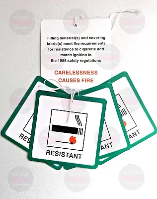 5 X Fire Safety Labels For Furniture / Upholstery / Chairs DL7 - BOX PRICE • £1.55