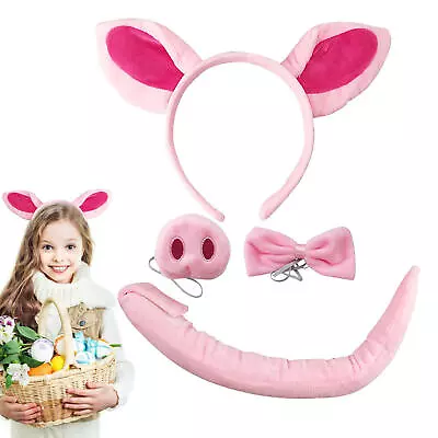 Adult Child Pig EarsNose & Tail Set Fancy Dress Headband Costume Accessory Kit • $9.27