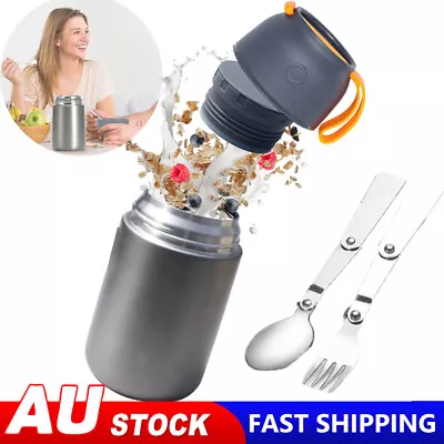 Stainless Steel Thermos Flask Bottle Hot Food Lunch Vacuum Insulated Soup Jar AU • $24.91