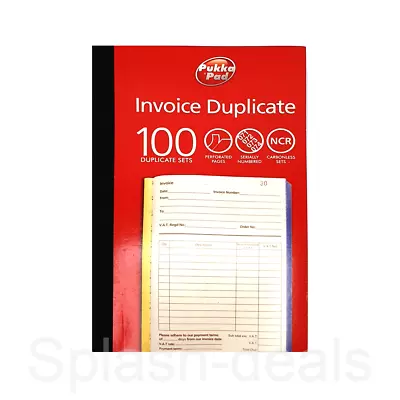 Pukka Duplicate Invoice Book 210 X 130 Mm - VAT NCR Carbonless Pad - 100 Sets • £5.99