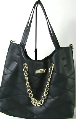 Marc New York By Andrew Marc Black Vegan Leather Shoulder Strap Snap Handbag • $24.99