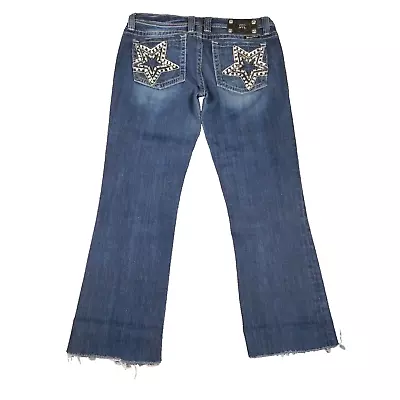 Miss Me Capri Jeans 30 Blue Distressed Raw Hem Cut Off Boot • $22