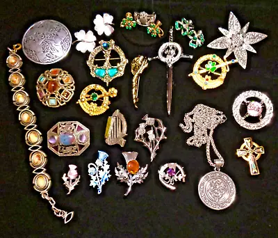 23 Piece CELTIC Irish Scottish Mixed JEWELRY LOT  MANY DESIGNERS • $85