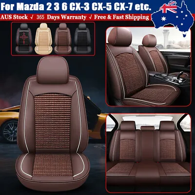 Leather Seat Covers Full Set 2/5-Sits Front & Rear Cushion Embroidered For Mazda • $97.84