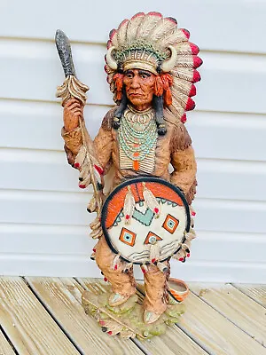 Old Vtg Standing 1975 Native Indian Chief Wall Piece V. Kendrick Chicago USA • $199.95