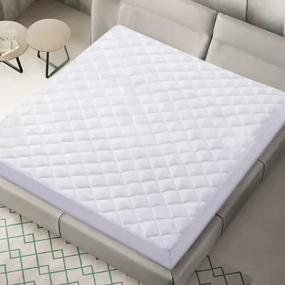 Quilted Mattress Cover Pad Protector Cooling Breathable Fitted Topper All Sizes • $21.11