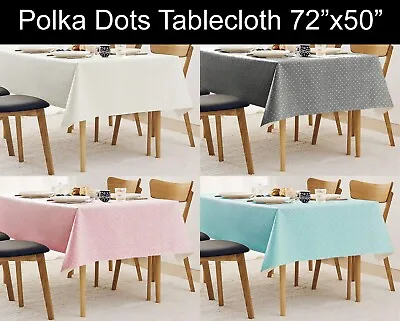 70 X52  PEVA Vinyl Polka Dots Tablecloth Flannel Backing Table Cover Waterproof • $11.99