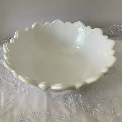 Vintage Indiana Glass Milk Glass Cabbage Rose Bowl 9  Diameter 3-1/2  Footed • $10.92