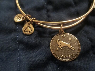 $9.03 • Buy Alex And Ani NWT Zodiac ARIES Charm Bangle Expandable Gold Wire Bracelet