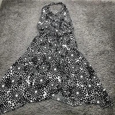 B. Smart Womens Halter Dress Sz 8 Black White Floral High-Low Sleeveless • $10.49